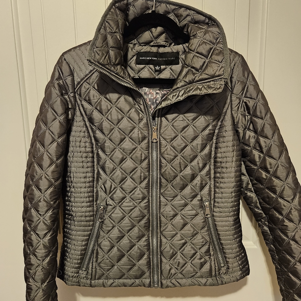 Marc New York Silver Pewter Gray Lightweight Puffy Jacket Sz Small